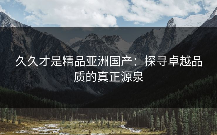 久久才是精品亚洲国产：探寻卓越品质的真正源泉