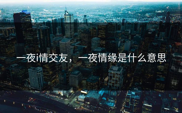 一夜i情交友，一夜情缘是什么意思