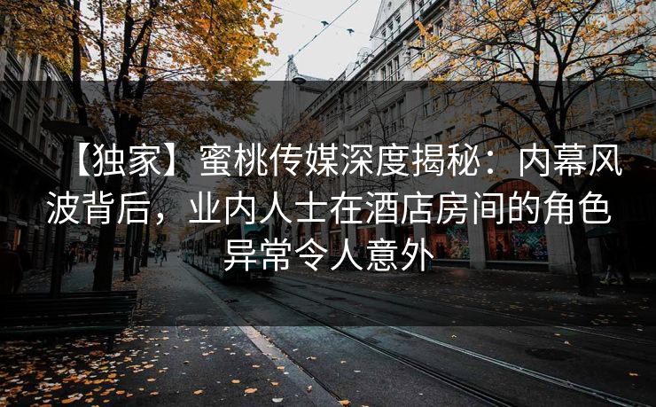 【独家】蜜桃传媒深度揭秘：内幕风波背后，业内人士在酒店房间的角色异常令人意外