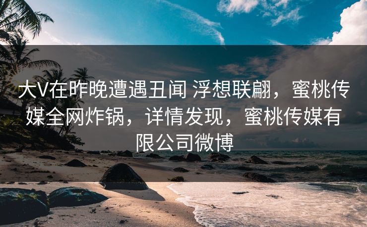 大V在昨晚遭遇丑闻 浮想联翩，蜜桃传媒全网炸锅，详情发现，蜜桃传媒有限公司微博