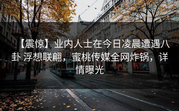 【震惊】业内人士在今日凌晨遭遇八卦 浮想联翩，蜜桃传媒全网炸锅，详情曝光